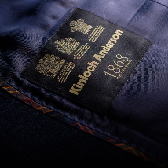 The Cairngorm Highland Jacket in Midnight Ocean 1868 Label