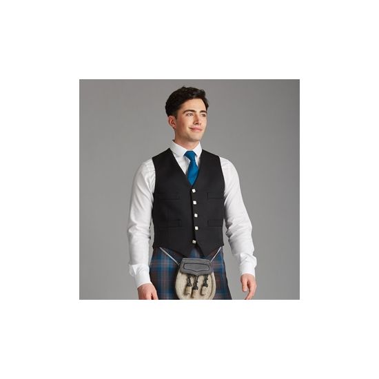 Day Argyll Waistcoat in Black Barathea  Made to Order