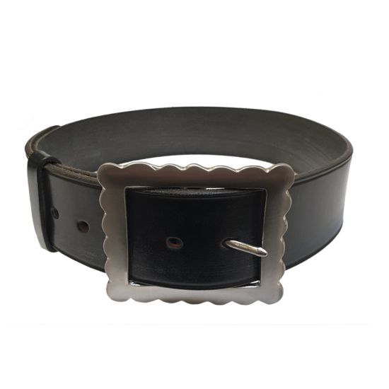 Day Belt in Bridle Leather with Solid Brass Nickel Plated Buckle in Black