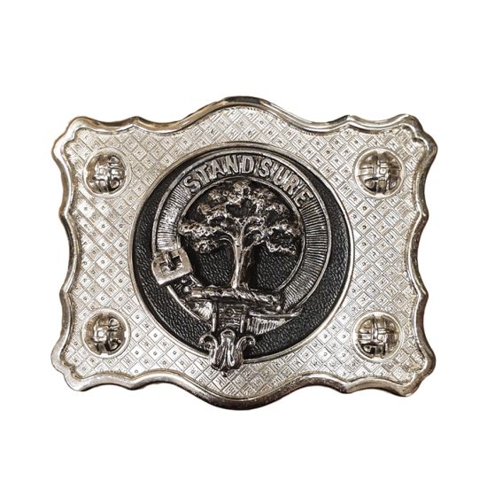 Clan Crest Belt Buckle in Pewter Finish