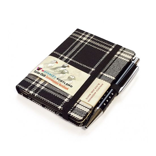 Kinloch Anderson Tartan Notebook in Black and White Angled