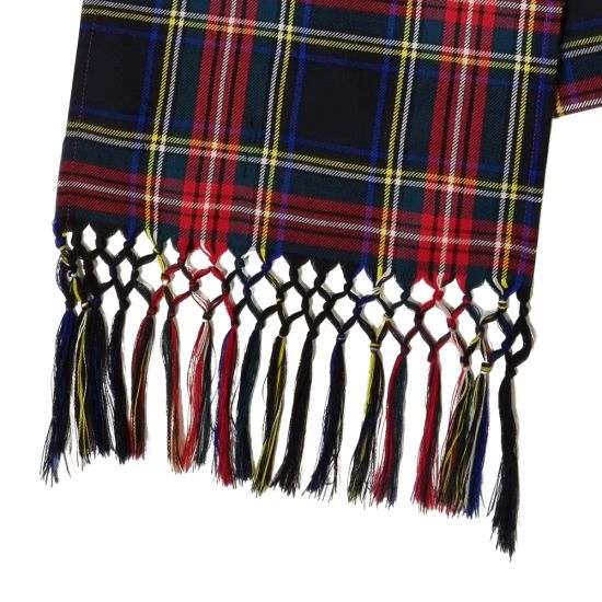 3 Knot Wool Sash in Black Stewart Tartan