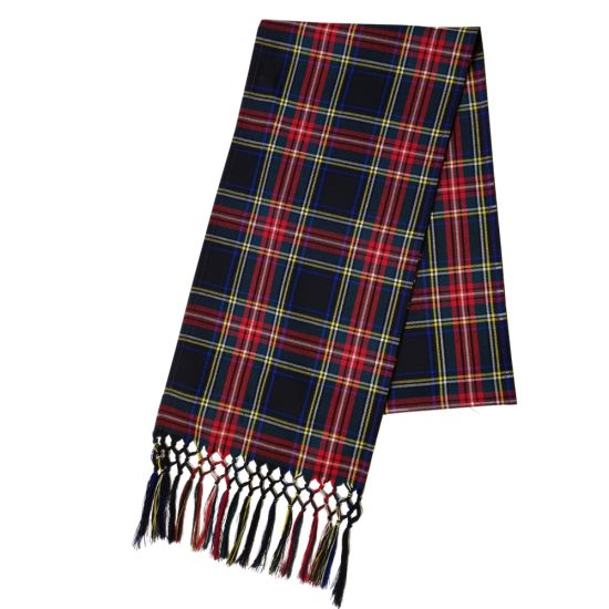 3 Knot Wool Sash in Black Stewart Tartan