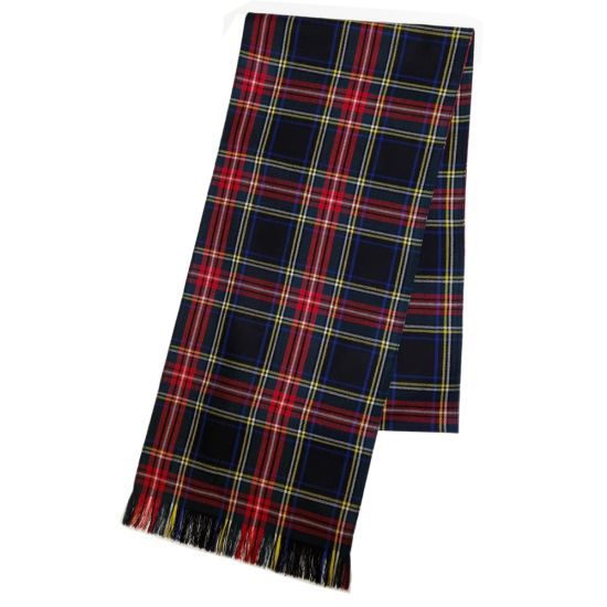 Scottish Fringed Sash in Black Stewart Tartan