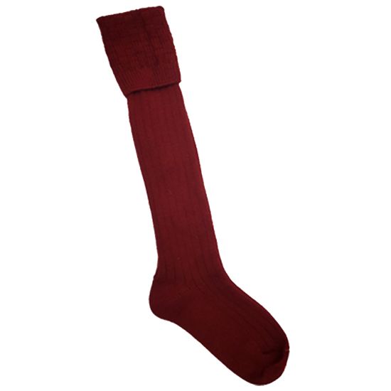Burgundy Kilt Hose with Basket Weave Top