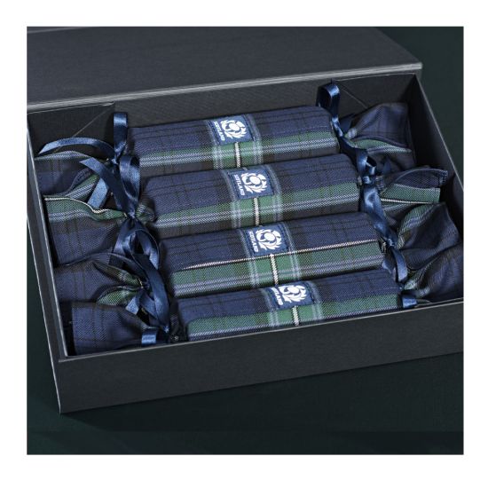 Box of 4 Eco-Friendly Christmas Crackers in The Scottish Rugby Tartan 