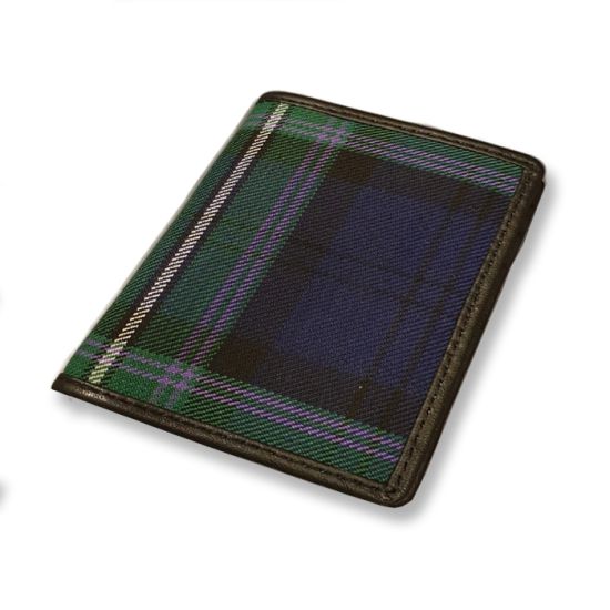 Scottish Rugby Tartan and Black Leather Credit Card Holder