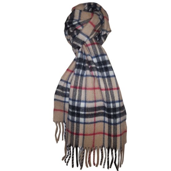 Cashmere Scarf in Camel Thomson Tartan