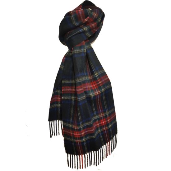 Cashmere Scarf in Stewart Black Tartan