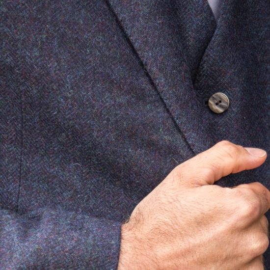 The Kinloch Anderson Day Jacket in Midnight Ocean Navy Tweed cloth