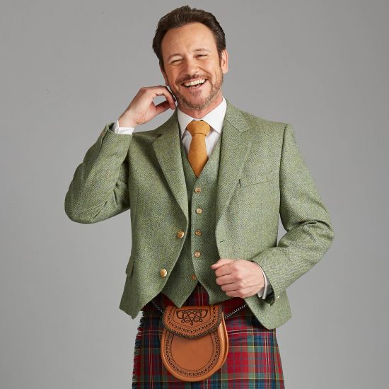 The Kinloch Anderson Day Kilt Jacket in Lovat Green Tweed