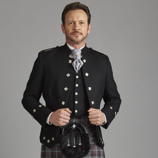 Sheriffmuir Doublet and Vest in Black Barathea