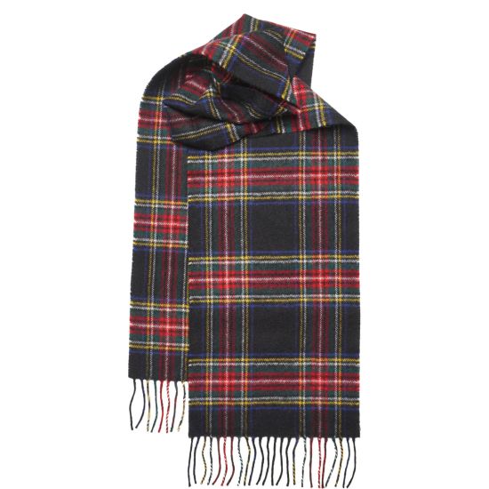 Lambswool Scarf in Stewart Black Tartan