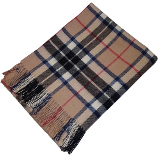 Lambswool throw in Thomson Camel Tartan