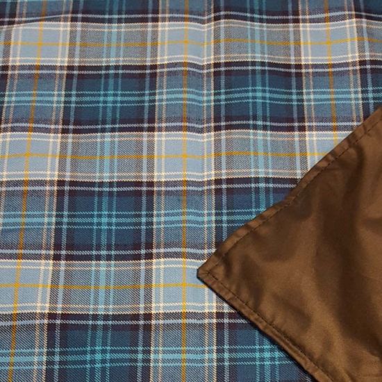The Kinloch Anderson Picnic Rug - Blue Loch Tartan & Wax Waterproof Back