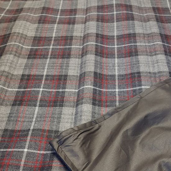 The Kinloch Anderson Picnic Rug - Castle Grey Tartan & Wax Waterproof Back
