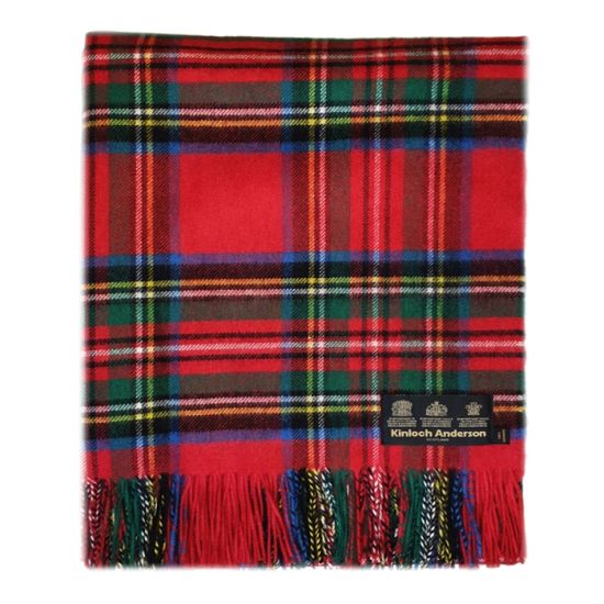 Ripple Cashmere throw blanket in Royal Stewart Tartan