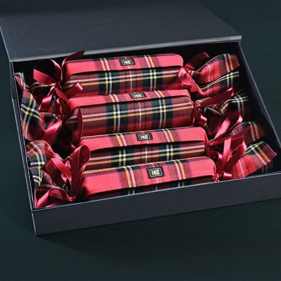 Box of Christmas Crackers in Royal Stewart Tartan