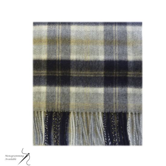 Cashmere Scarf in Bannockbane Silver Tartan