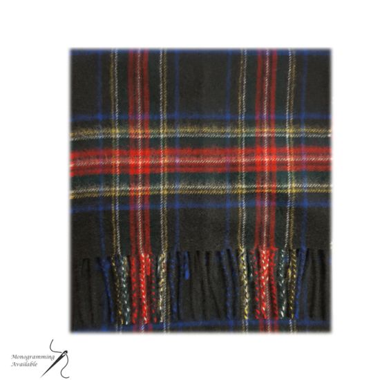 Cashmere Scarf in Stewart Black Tartan