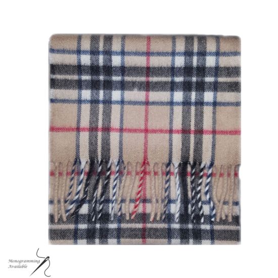 Cashmere Scarf in Camel Thomson Tartan