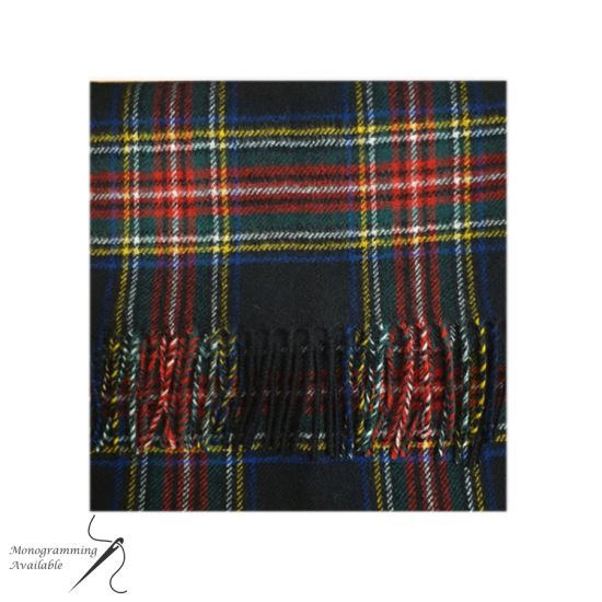 Lambswool Scarf in Stewart Black Tartan