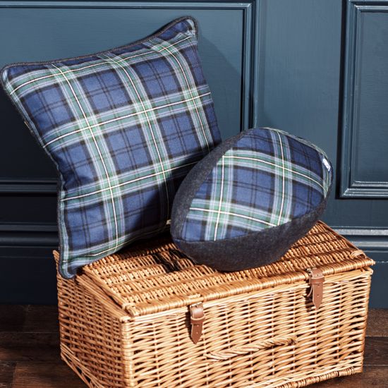 Eco Rugby Ball Cushion in Scottish Rugby Tartan