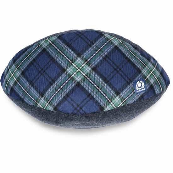 Eco Rugby Ball Cushion in Scottish Rugby Tartan