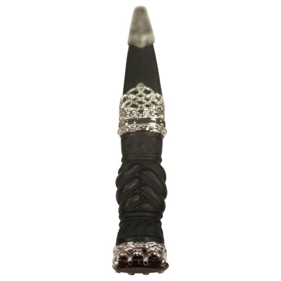 Plaited Effect Handle with Polished Pewter Lattice Design and Smoky Quartz Stone