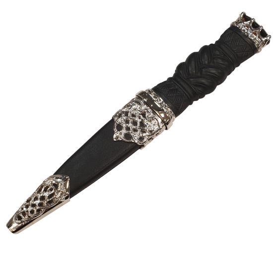 Plaited Effect Handle with Polished Pewter Lattice Design and Smoky Quartz Stone