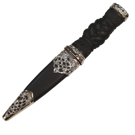 Plaited Effect Handle with Polished Pewter Lattice Design and Plain Top