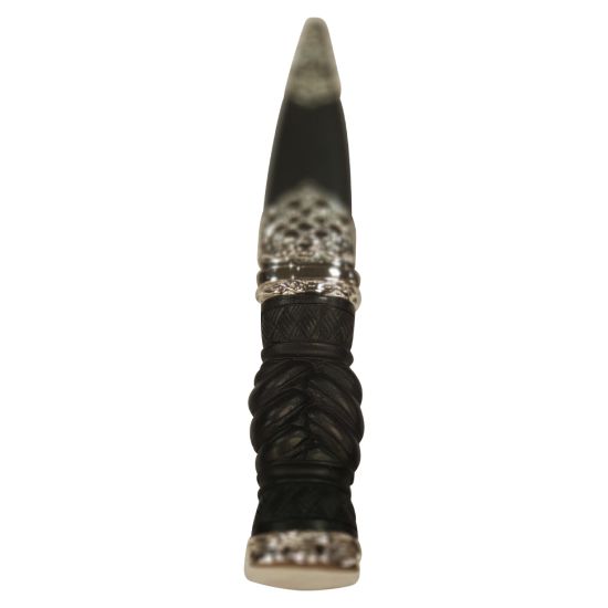 Plaited Effect Handle with Polished Pewter Lattice Design and Plain Top