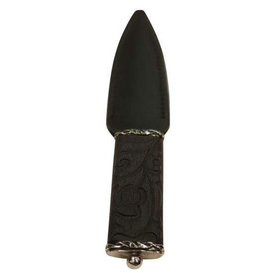 Thistle Carved Handle Sgian Dubh with Leather Scabbard