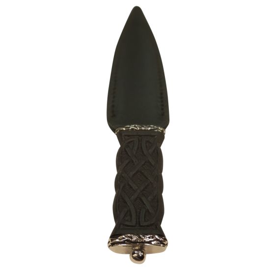 Celtic Carved design handle Sgian Dubh with Leather Scabbard