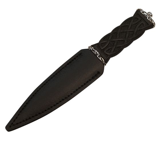 Celtic Carved design handle Sgian Dubh with Leather Scabbard
