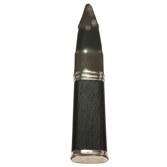 Black Rosewood Handle and Leather Bound Sgian Dubh with Sterling Silver Mounts and Plain Top