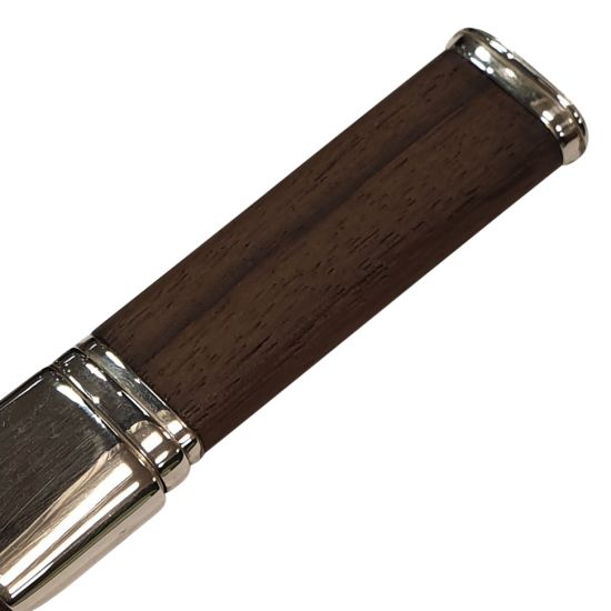  Brown Rosewood Handle and Leather Bound Sgian Dubh with Sterling Silver Mounts and Plain Top