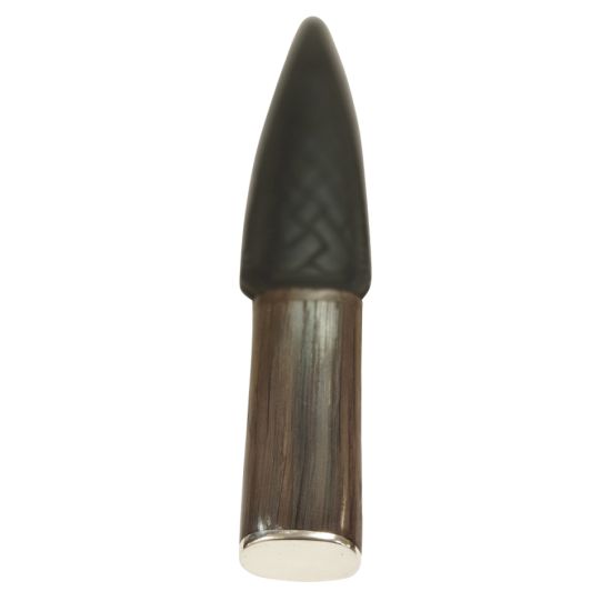 Bog Oak Handle with Pewter Cap Sgian Dubh with Black Leather Celtic Sheath