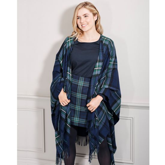 Lambswool Serape in Scottish Rugby Tartan