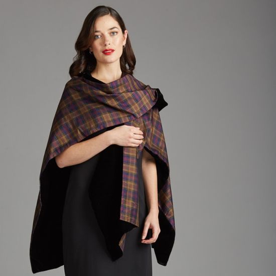 Serape in Tartan Dupion Silk and Velvet