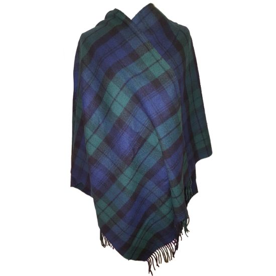 Lambswool Serape in Black Watch Tartan