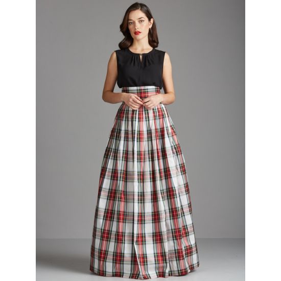 Evening skirt in softly gathered 100% pure silk tartan special order