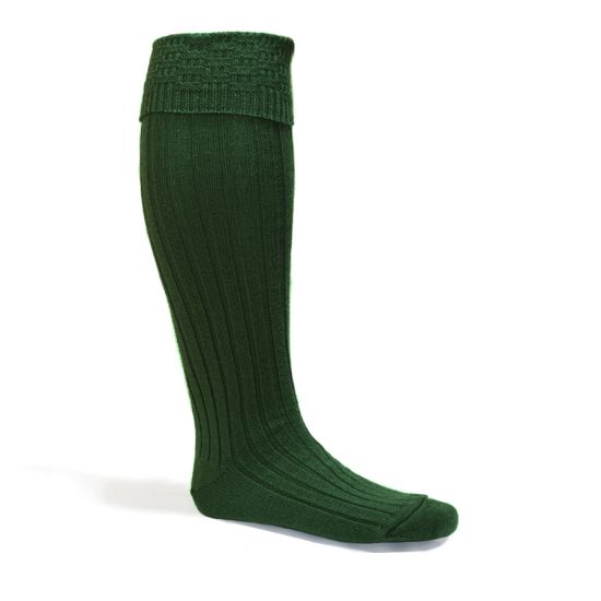 Bottle Green Kilt Hose with Basket Weave Top