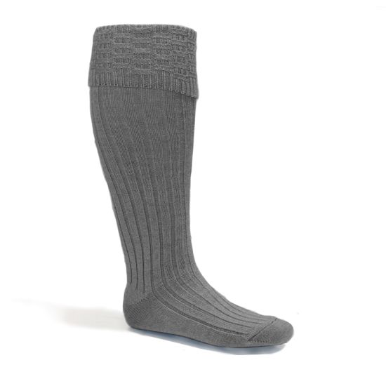 Light Grey Kilt Hose with Basket Weave Top
