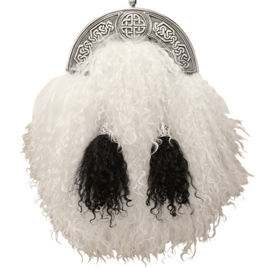 Persian Lamb Dress Sporran with Chrome Cantle and 2 Tassels