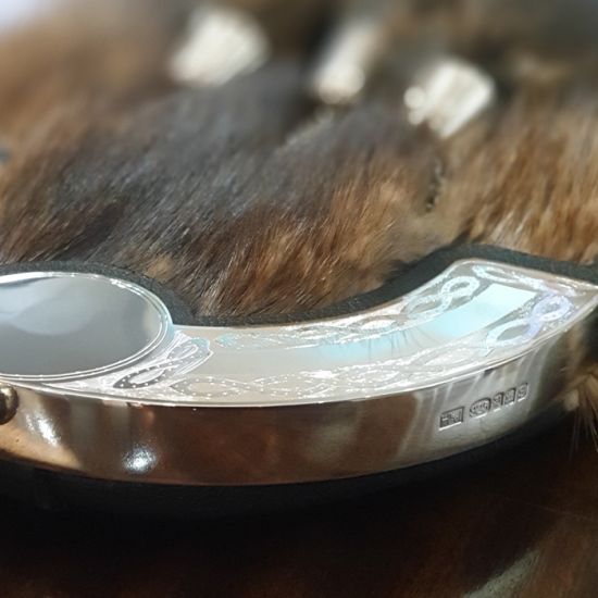 Sterling Silver Mounted and Cast Grey Seal Sporran with three cone tassels Hamilton and Inches