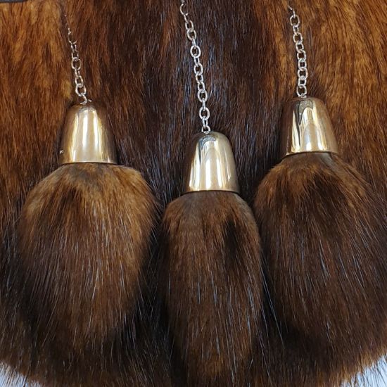 Sterling Silver Mounted and Cast Grey Seal Sporran with three cone tassels Hamilton and Inches