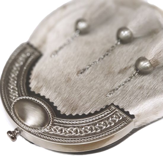 Sealskin Dress Sporran with Celtic Cantle and 3 tassels in Antique Finish