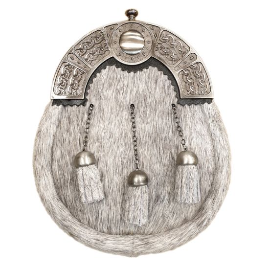 Pony Skin Dress Sporran with Celtic Design Cantle in Antique Finish