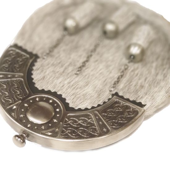 Pony Skin Dress Sporran with Celtic Design Cantle in Antique Finish